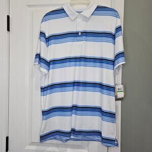 PGA Tour Pro Series Men’s Size‎ Large White/Blue UPF 50 Polo Golf Shirt NWT